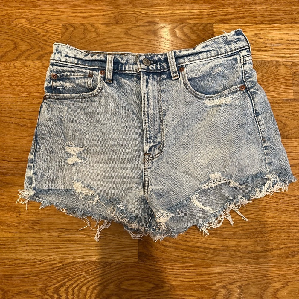 Abercrombie & Fitch Light Blue Distressed Jean Shorts